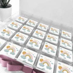 Gökkuşağı Temalı Pleksi Kutuda Kız Bebek Çikolatası