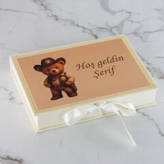 Ayıcık Temalı Dikdörtgen Kutuda Erkek Bebek Çikolatası