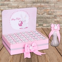 Tavşan Temalı Standlı Kutuda Kız Bebek Çikolatası