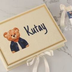 Ayıcık Temalı Dikdörtgen Kutuda Erkek Bebek Çikolatası