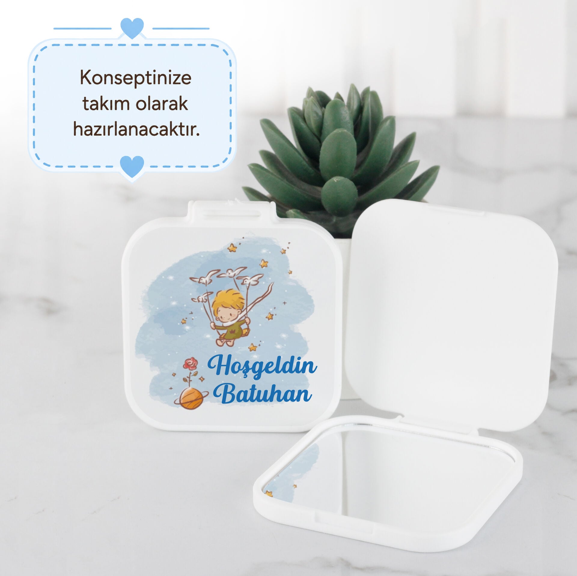 İsme Özel Erkek Bebek El Aynası