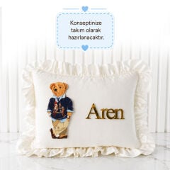 İsme Özel Fırfırlı Erkek Bebek Takı Yastığı