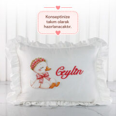 İsme Özel Kız Fırfırlı Bebek Takı Yastığı