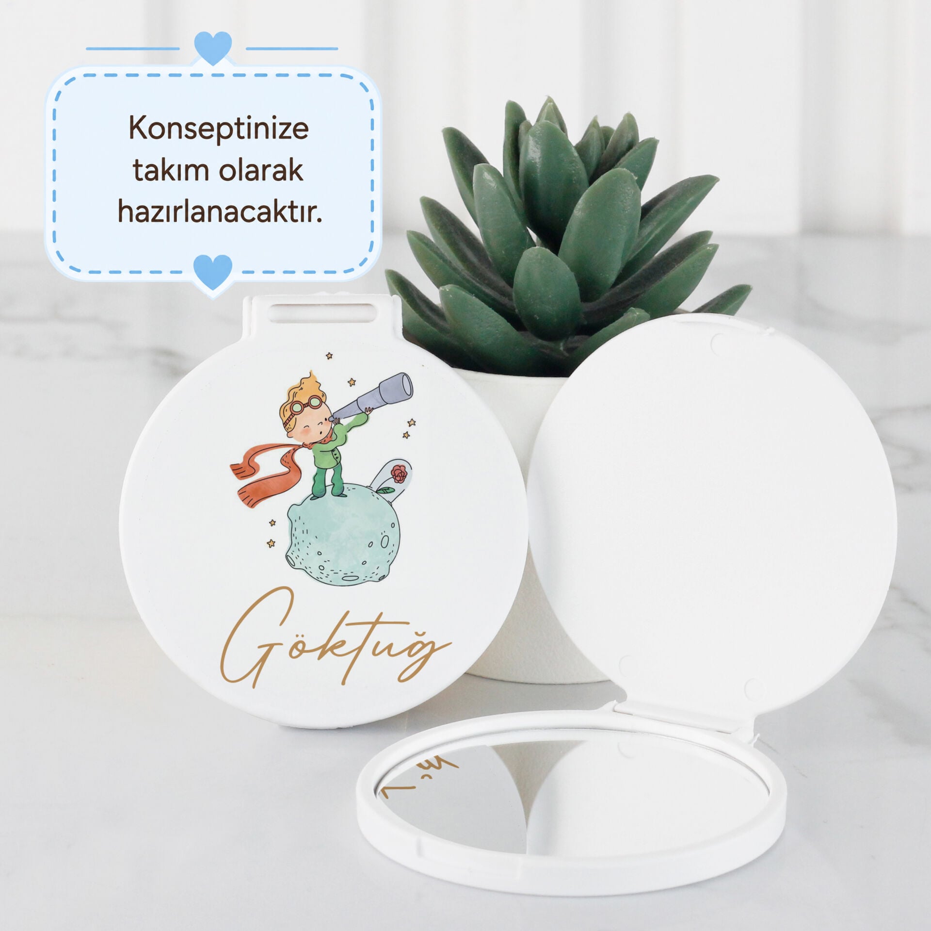 İsme Özel Erkek Bebek El Aynası