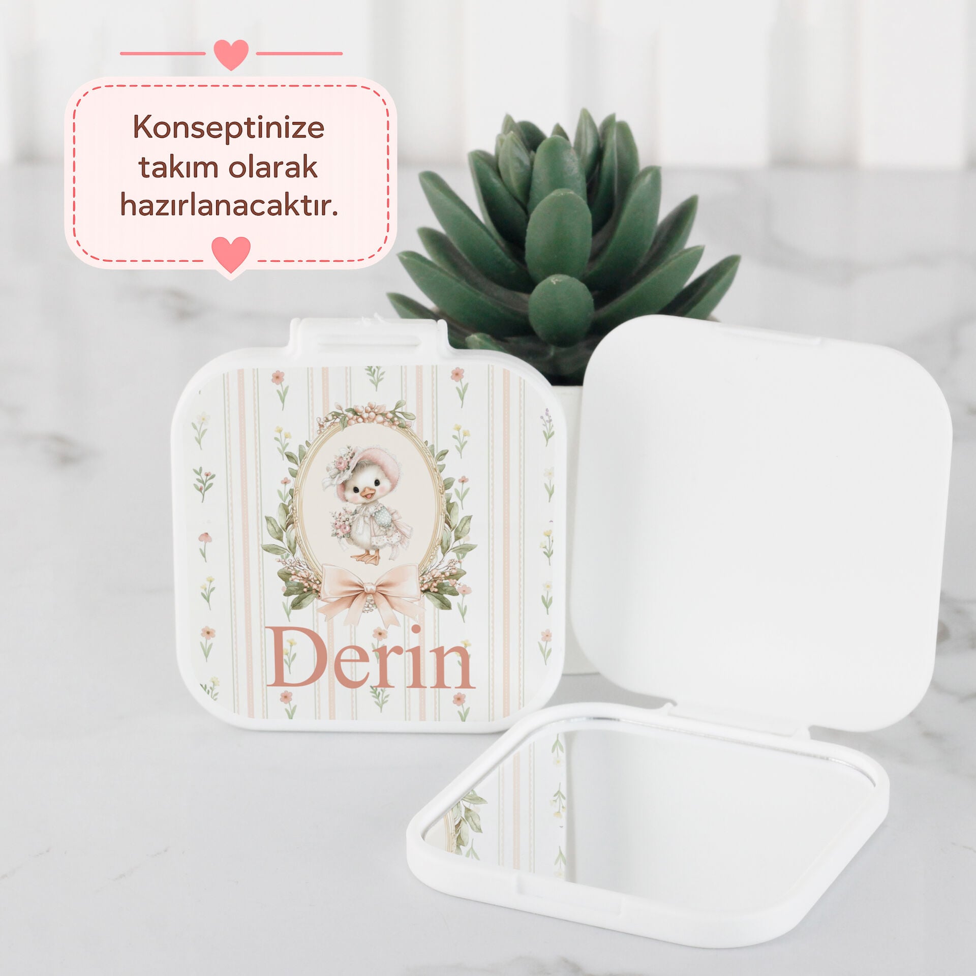 İsme Özel Kız Bebek El Aynası