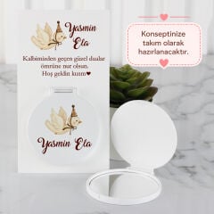 İsme Özel Kartlı Kız Bebek El Aynası