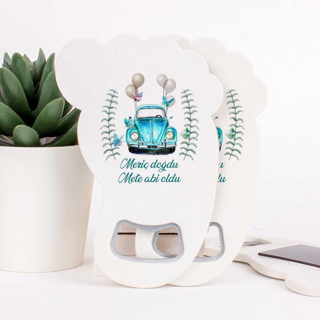 Araba  Temalı Açacaklı Direkt Baskılı Erkek Bebek Magneti