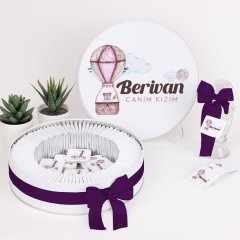 Balon Temalı Baskılı Metal Kutuda Kız Bebek Çikolatası