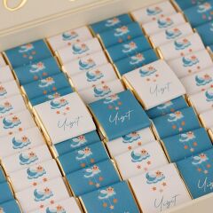 Bulut Temalı Dikdörtgen Kutuda Erkek Bebek Çikolatası