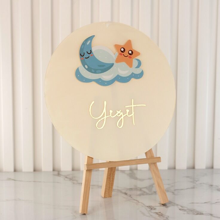 Bulut Temalı Erkek Bebek Kapı Süsü