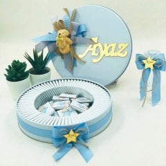 Ayıcık Temalı Baskılı Metal Kutuda Erkek Bebek Çikolatası