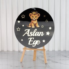 Aslan Temalı Erkek Bebek Kapı Süsü