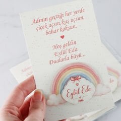 Gökkuşağı Temalı Ahşap Kutuda Çikolata, Kartlı Şeffaf Magnet, Silindir Kutu İçinde Oda Kokusu ve Misafir Kolonyası