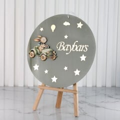 Tavşan Temalı Erkek Bebek Kapı Süsü