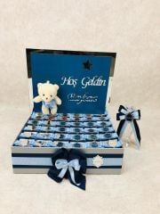 Ayıcık Temalı Standlı Kutuda Erkek Bebek Çikolatası