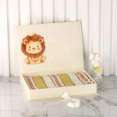 Aslan Temalı Dikdörtgen Kutuda Erkek Bebek Çikolatası