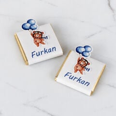 Ayıcık Temalı Dikdörtgen Kutuda Erkek Bebek Çikolatası