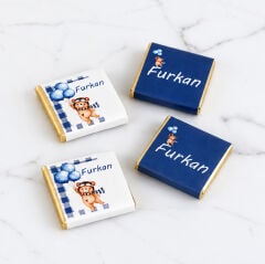 Ayıcık Temalı Dikdörtgen Kutuda Erkek Bebek Çikolatası