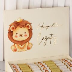 Aslan Temalı Dikdörtgen Kutuda Erkek Bebek Çikolatası