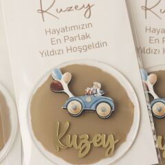 Araba Temalı Çikolata, Kartlı Pleksi Magnet ve Kapı Süsü