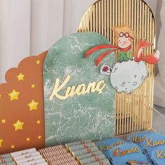 Küçük Prens Temalı Pleksi Kutuda Çikolata, Pleksi Magnet, Mini Kolonya Şişesi ve Takı Yastığı