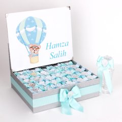 Balon Temalı Standlı Kutuda Erkek Bebek Çikolatası