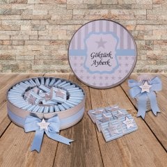 Yıldız Temalı Baskılı Metal Kutuda Erkek Bebek Çikolatası