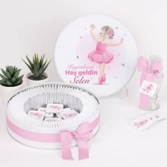 Balerin Temalı Baskılı Metal Kutuda Kız Bebek Çikolatası