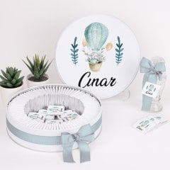 Balon Temalı Baskılı Metal Kutuda Erkek Bebek Çikolatası