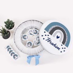Gökkuşağı Temalı Baskılı Metal Kutuda Erkek Bebek Çikolatası