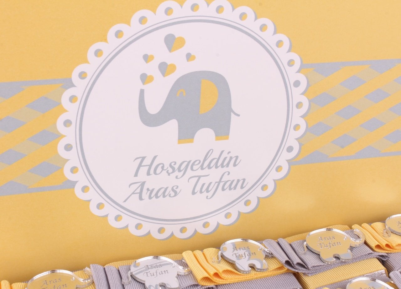 Fil  Temalı Standlı Kutuda Erkek Bebek Çikolatası