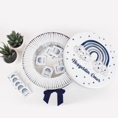 Gökkuşağı Temalı Baskılı Metal Kutuda Erkek Bebek Çikolatası