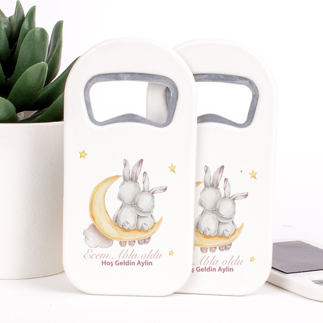 Tavşan Temalı Açacaklı Direkt Baskılı Kız Bebek Magneti