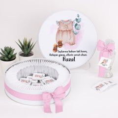 Çiçek Temalı Baskılı Metal Kutuda Kız Bebek Çikolatası