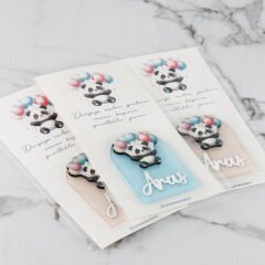 Panda Temalı Dikdörtgen Kutuda Çikolata, Magnet ,Kolonya ve Kapı Süsü