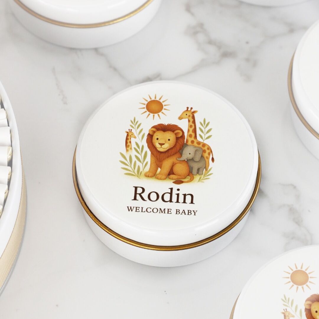 Hayvan Temalı Erkek Bebek Metal Mum