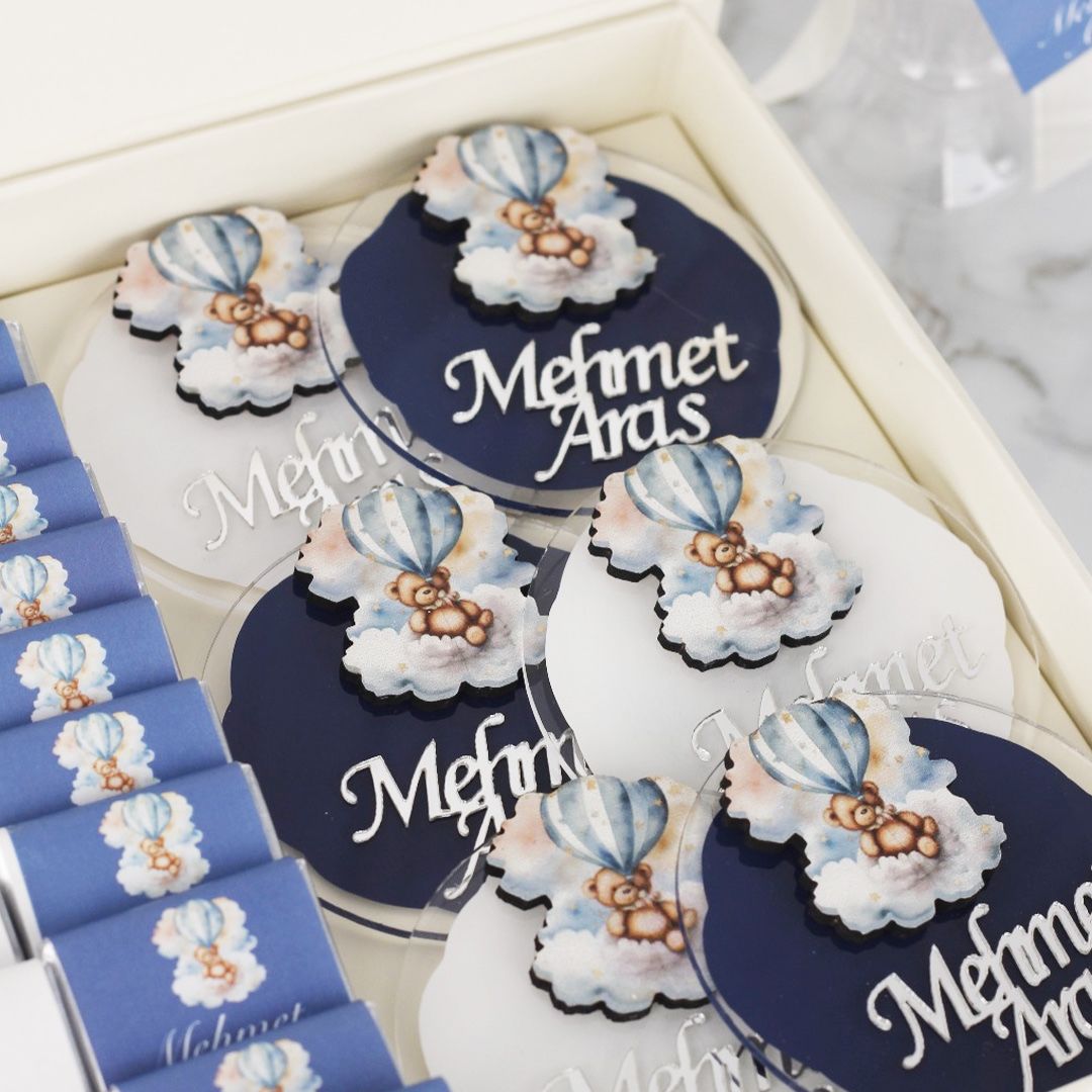 Ayıcık Temalı Çikolata Ve Şeffaf Pleksi Magnet