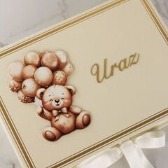 Ayıcık Temalı Dikdörtgen Kutuda Erkek Bebek Çikolatası