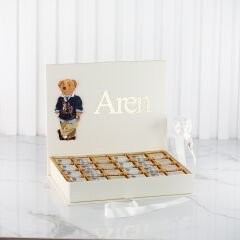 Ayıcık Temalı Dikdörtgen Kutuda Erkek Bebek Çikolatası