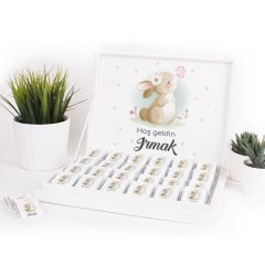 Tavşan Temalı Karton Kutuda Kız Bebek Çikolatası