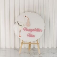 Flamingo Temalı Kız Bebek Kapı Süsü