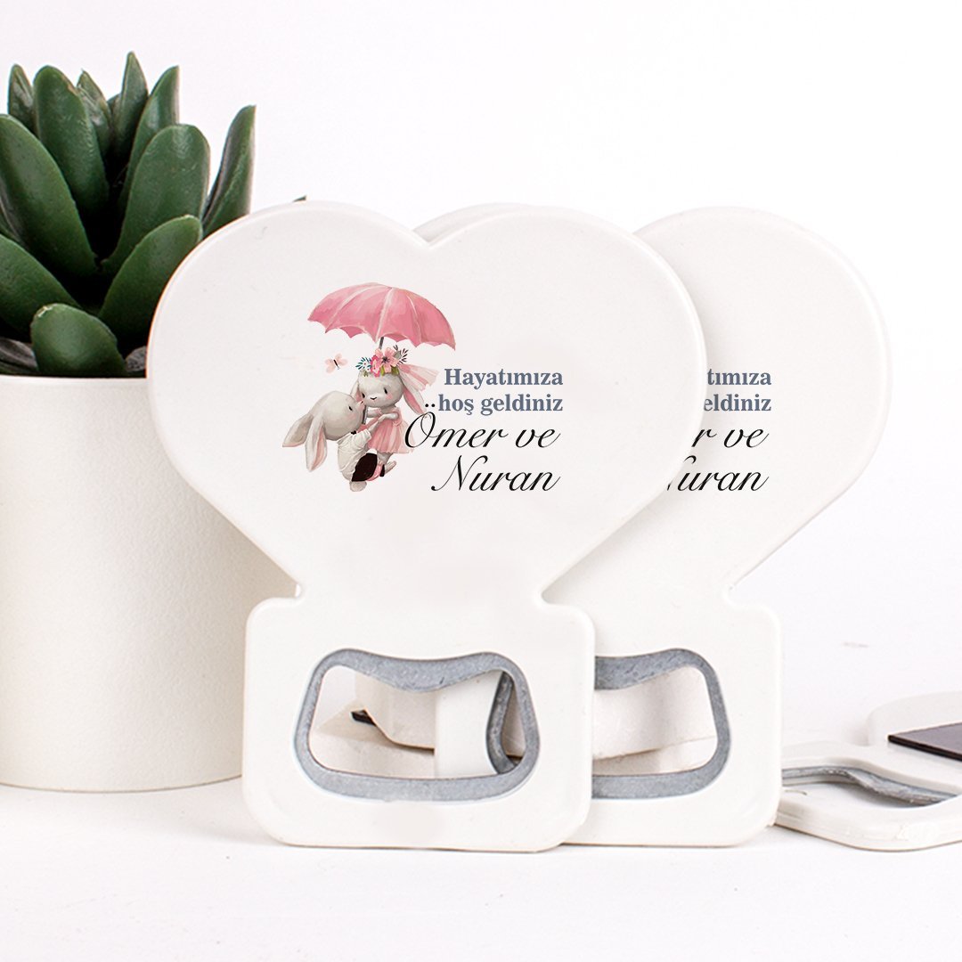 Tavşan Temalı Açacaklı Direkt Baskılı Kız Bebek Magneti