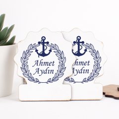 Denizci Temalı Direkt Baskılı Ahşap Erkek Bebek Magneti