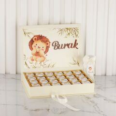 Aslan Temalı Dikdörtgen Kutuda Erkek Bebek Çikolatası