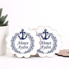 Deniz Temalı Direkt Baskılı Ahşap Erkek Bebek Magneti