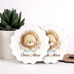 Gökkuşaşağı Temalı Direkt Baskılı Ahşap Erkek Bebek Magneti