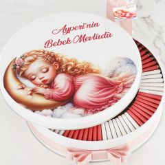 Çiçek Temalı Baskılı Metal Kutuda Kız Bebek Çikolatası
